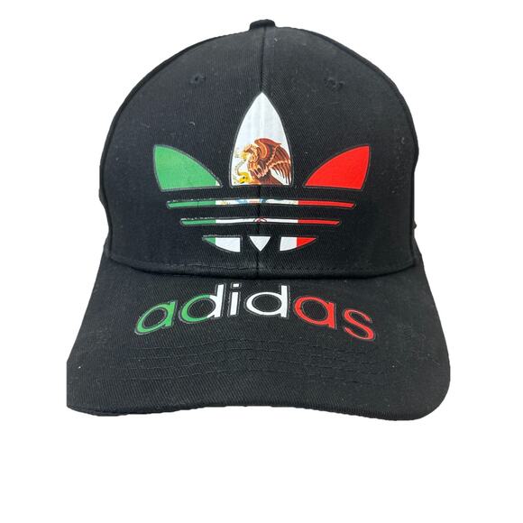 Strapback Mexico Flag Cap Adidas Style Trefoil Logo Side Snap Attachments NWOT - Picture 1 of 8